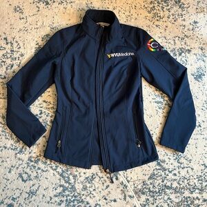 WVU Medicine soft shell navy jacket with pride medicine logo